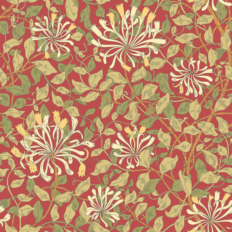 HWA1085W Honeysuckle Leaf Trail Terracotta Wallpaper by Hoopla Walls