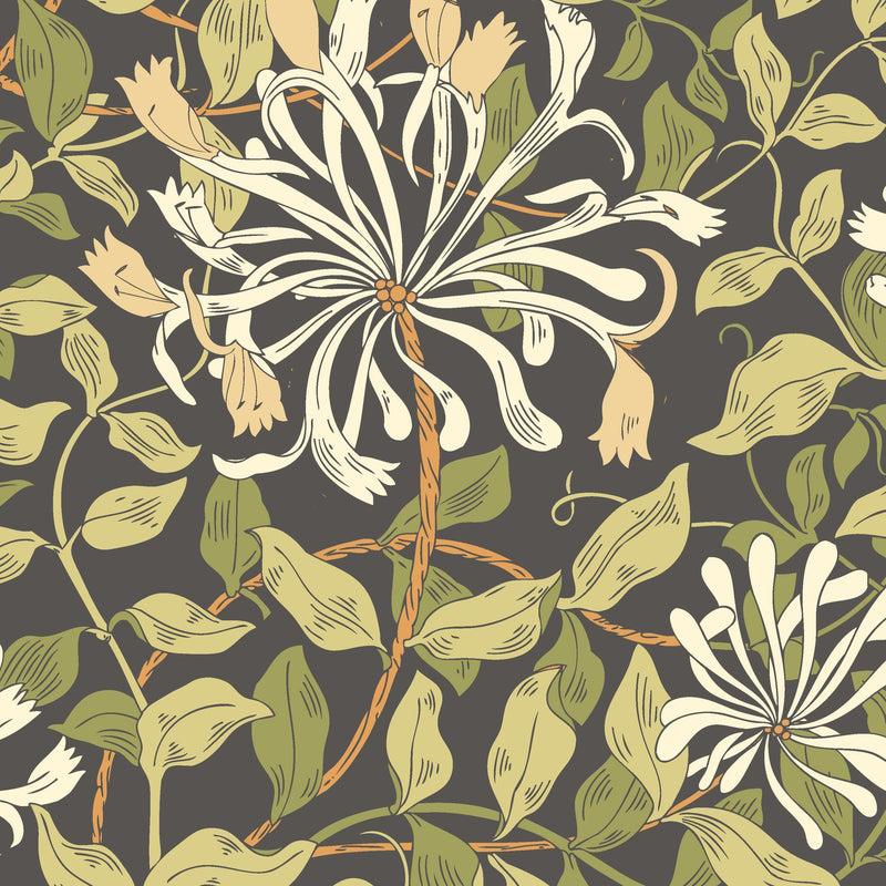 HWA1086W Honeysuckle Leaf Trail Chalkboard Wallpaper by Hoopla Walls