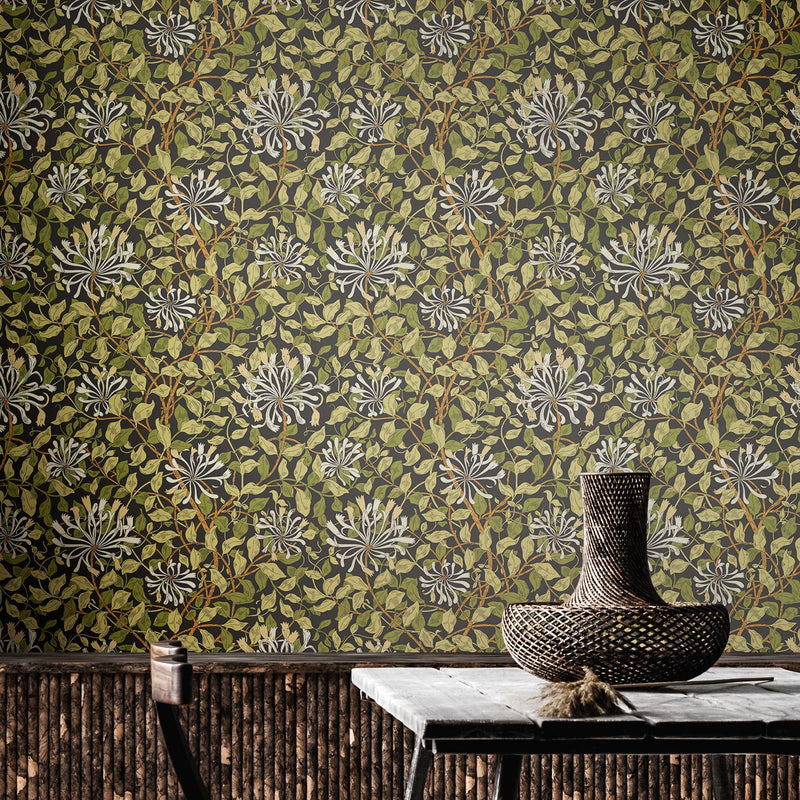 HWA1086W Honeysuckle Leaf Trail Chalkboard Wallpaper by Hoopla Walls