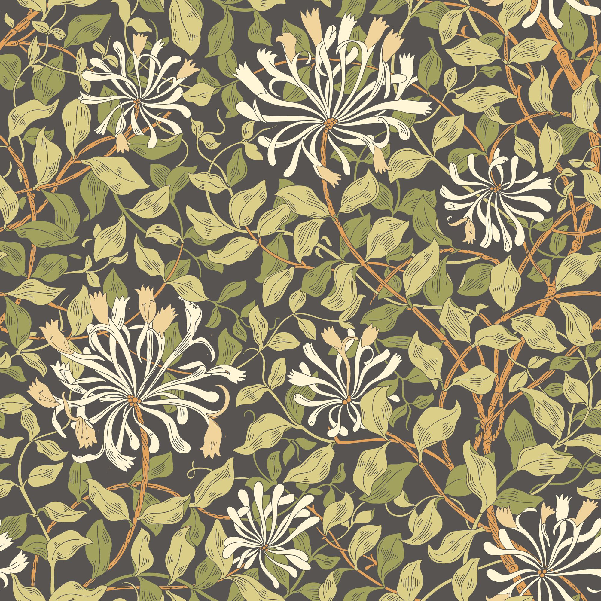 HWA1086W Honeysuckle Leaf Trail Chalkboard Wallpaper by Hoopla Walls