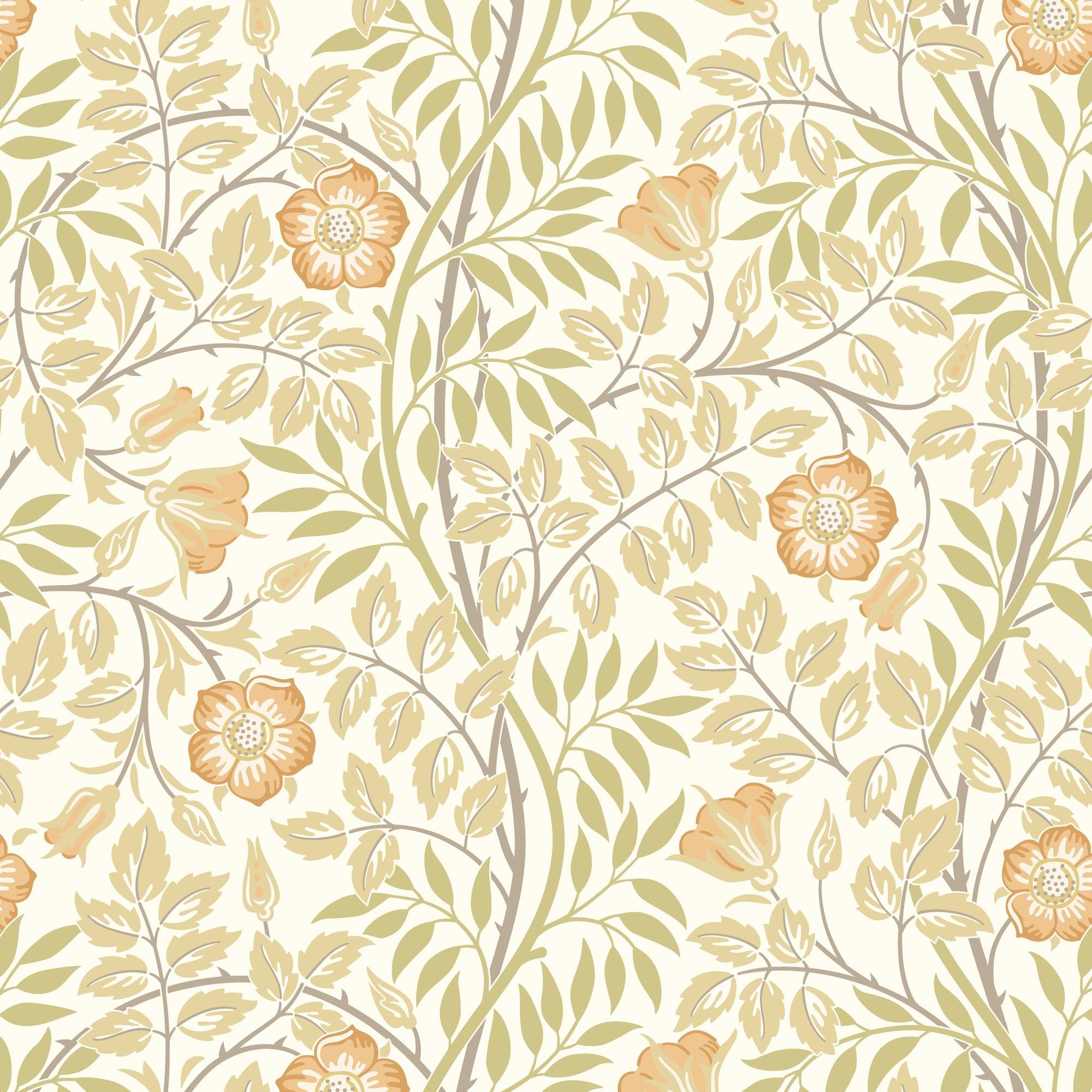 HWA1087W Rosehip Trail Soft Amber Wallpaper by Hoopla Walls