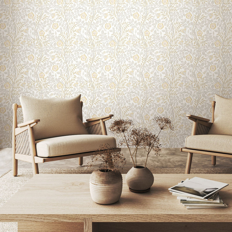 HWA1089W Rosehip Trail Natural Stone Wallpaper by Hoopla Walls