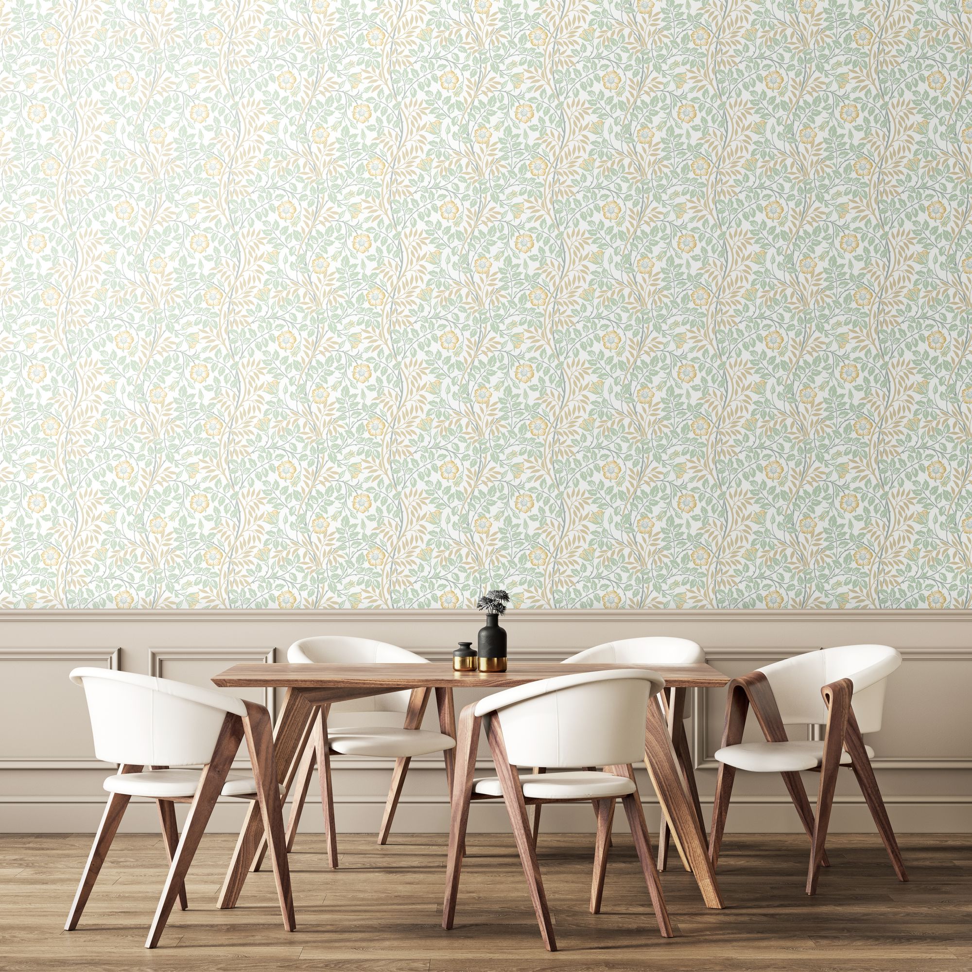 HWA1090W Rosehip Trail Soft Mint Wallpaper by Hoopla Walls