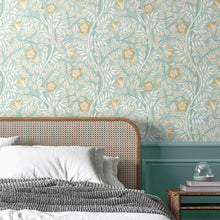 HWA1091W Rosehip Trail Seafoam Wallpaper by Hoopla Walls