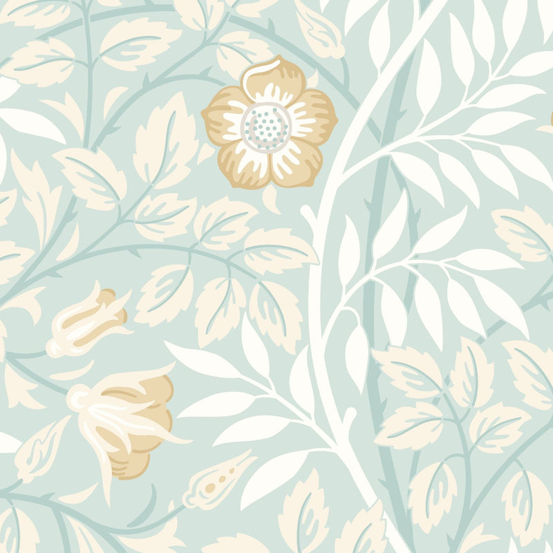 HWA1091W Rosehip Trail Seafoam Wallpaper by Hoopla Walls