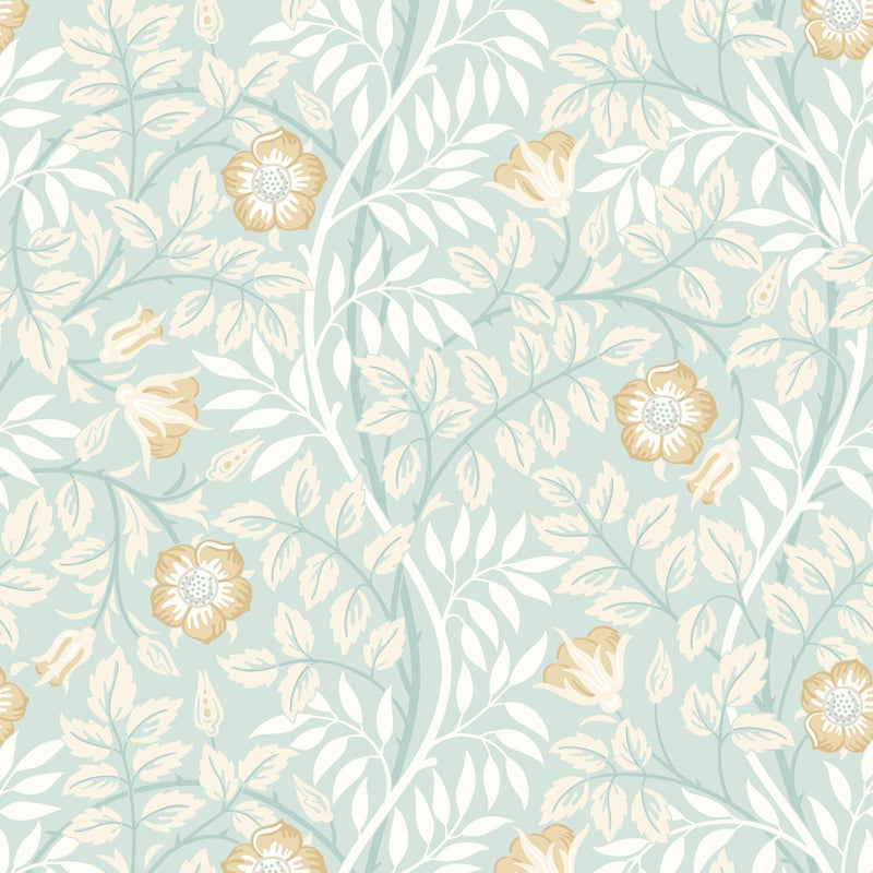 HWA1091W Rosehip Trail Seafoam Wallpaper by Hoopla Walls