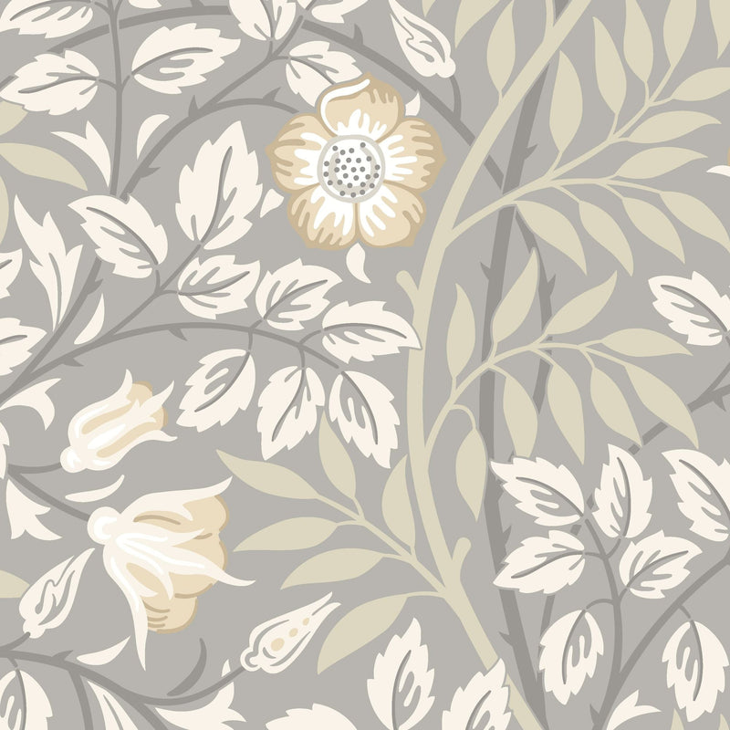 HWA1093W Rosehip Trail Grey Stone Wallpaper by Hoopla Walls