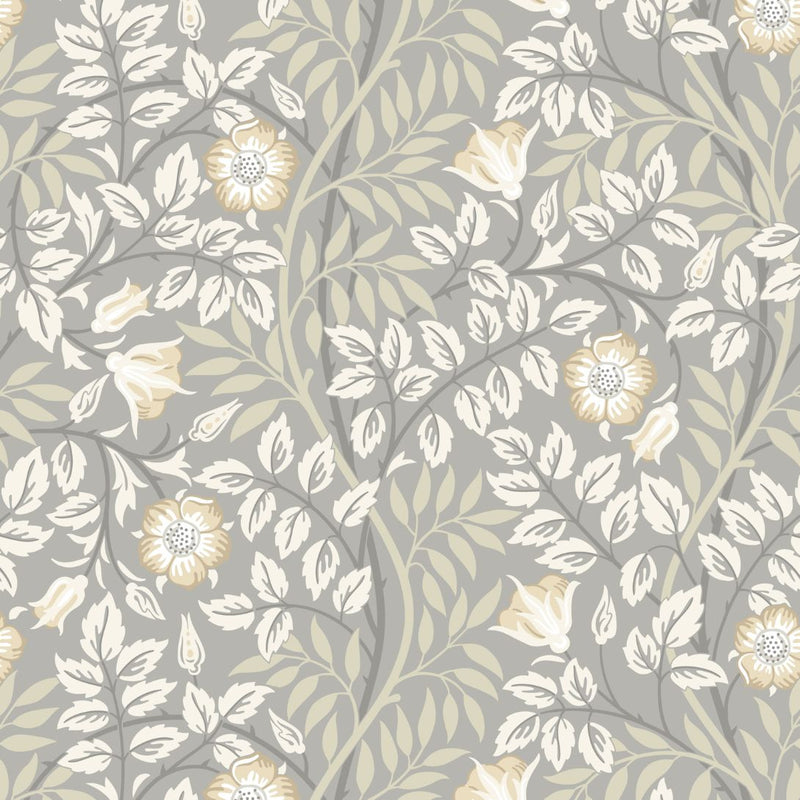 HWA1093W Rosehip Trail Grey Stone Wallpaper by Hoopla Walls