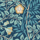 HWA1097W Rosehip Trail Navy Blue Wallpaper by Hoopla Walls