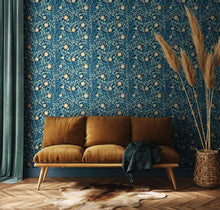 HWA1097W Rosehip Trail Navy Blue Wallpaper by Hoopla Walls