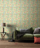 HWA1098W Rosehip Trail Coral Pink Wallpaper by Hoopla Walls