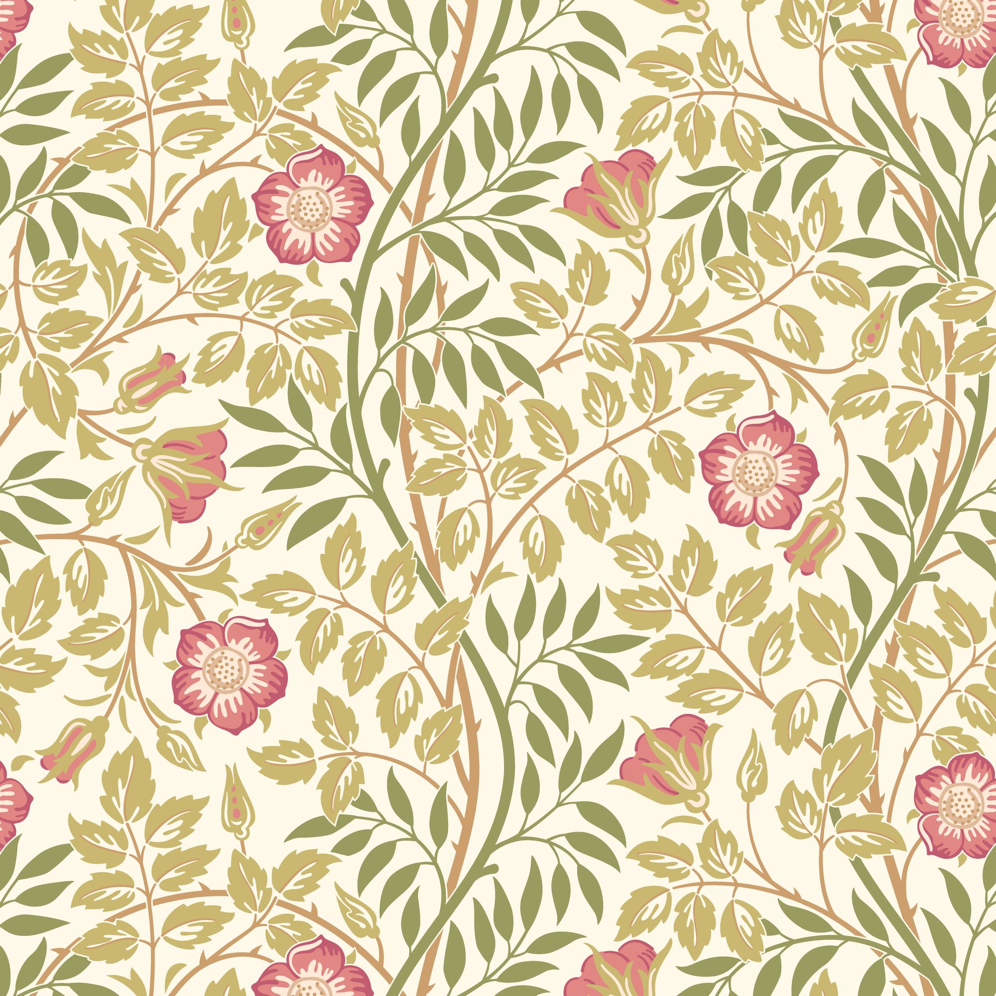 HWA1099W Rosehip Trail Rose Pink Wallpaper by Hoopla Walls