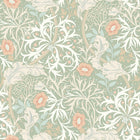HWA1103W Seaweed Garden Sage & Apricot Wallpaper by Hoopla Walls