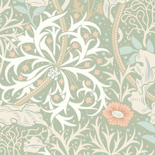 HWA1103W Seaweed Garden Sage & Apricot Wallpaper by Hoopla Walls