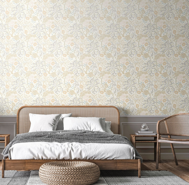HWA1104W Seaweed Garden Linen Wallpaper by Hoopla Walls