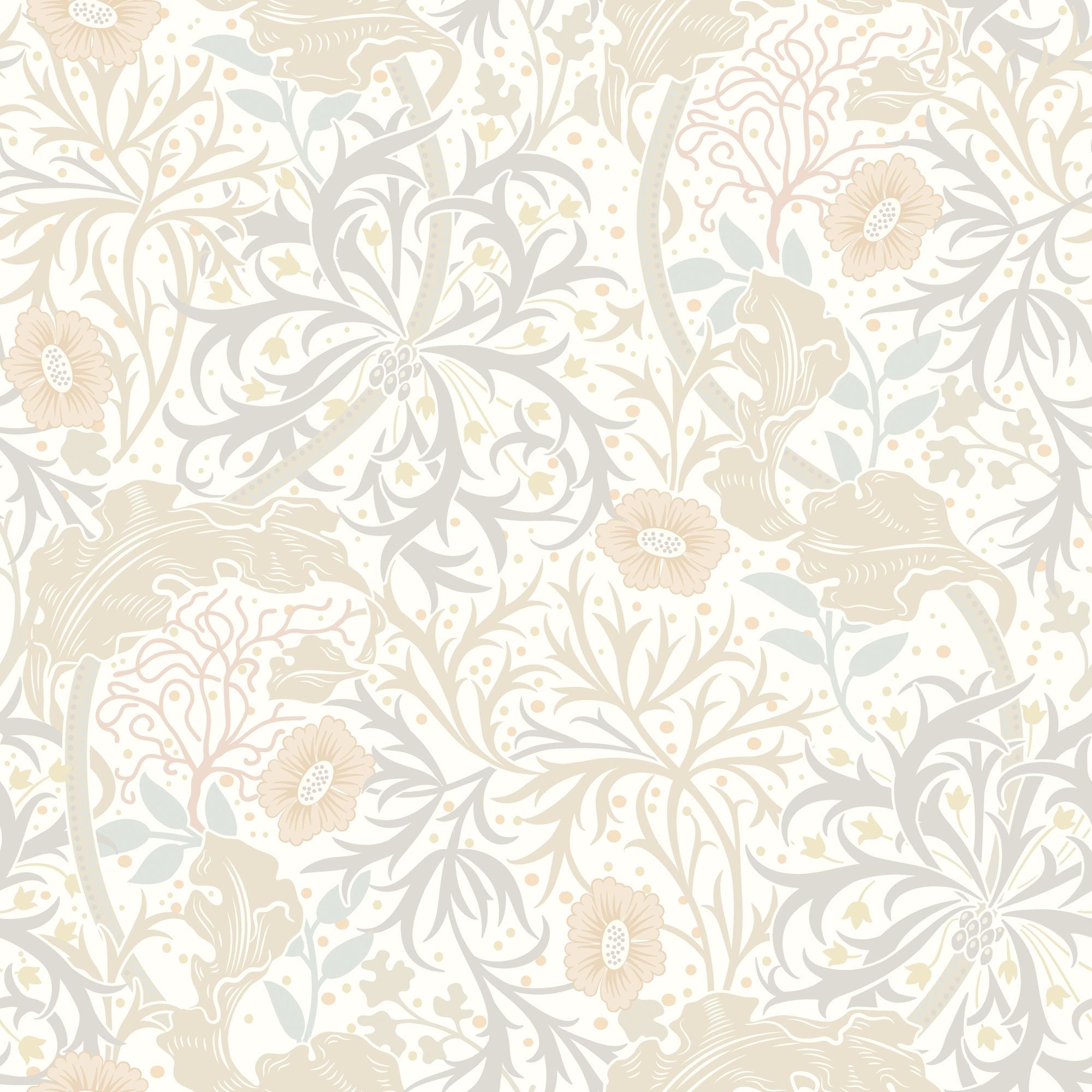 HWA1104W Seaweed Garden Linen Wallpaper by Hoopla Walls