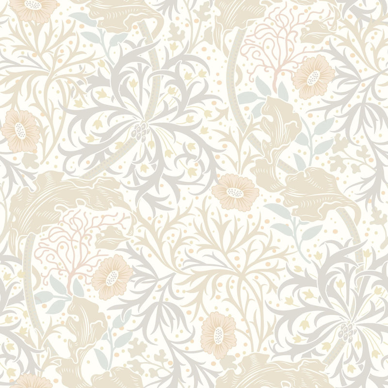 HWA1104W Seaweed Garden Linen Wallpaper by Hoopla Walls