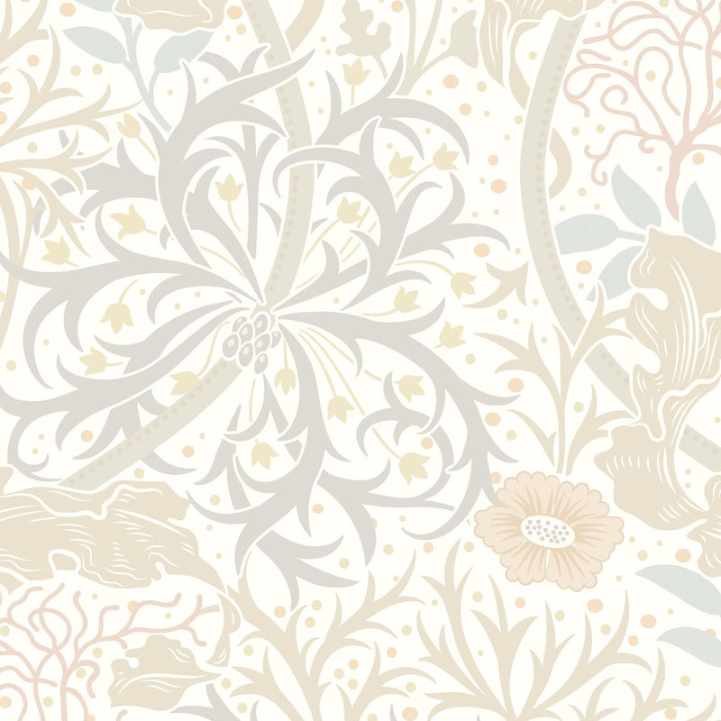 HWA1104W Seaweed Garden Linen Wallpaper by Hoopla Walls
