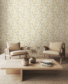 HWA1105W Seaweed Garden Fossil Grey Wallpaper by Hoopla Walls
