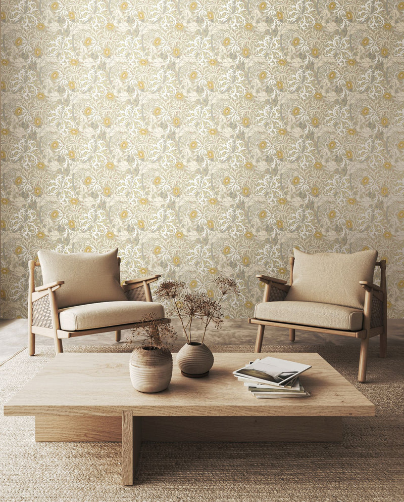 HWA1105W Seaweed Garden Fossil Grey Wallpaper by Hoopla Walls