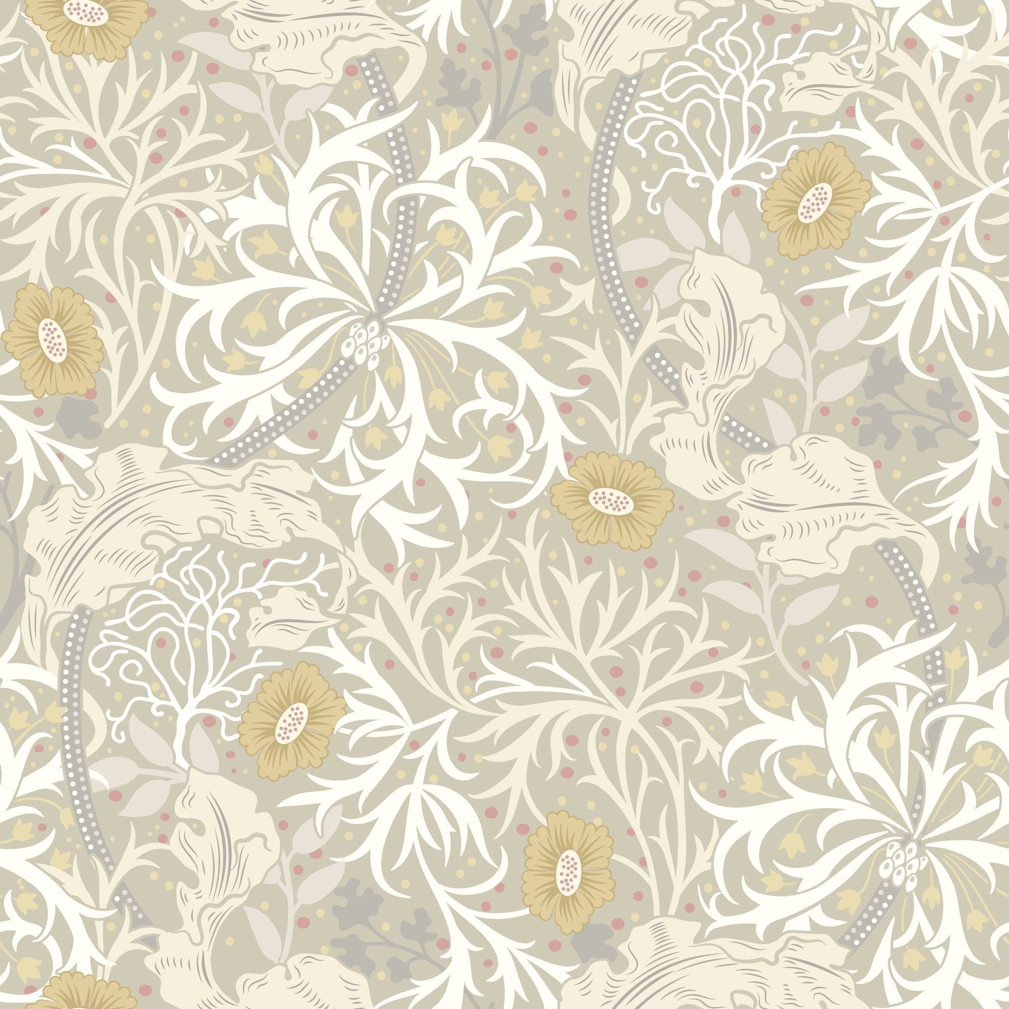 HWA1105W Seaweed Garden Fossil Grey Wallpaper by Hoopla Walls