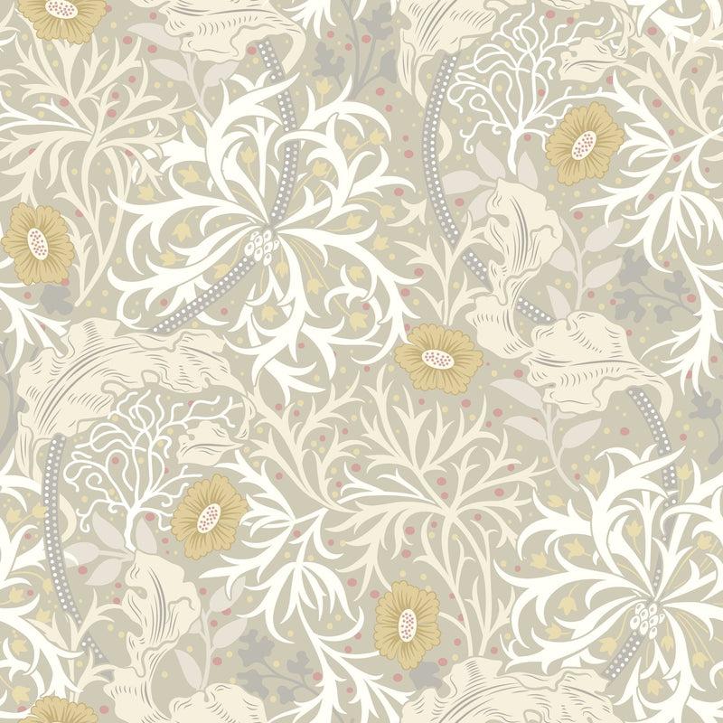 HWA1105W Seaweed Garden Fossil Grey Wallpaper by Hoopla Walls