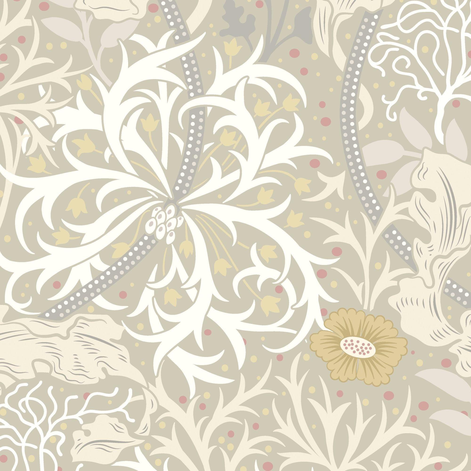 HWA1105W Seaweed Garden Fossil Grey Wallpaper by Hoopla Walls