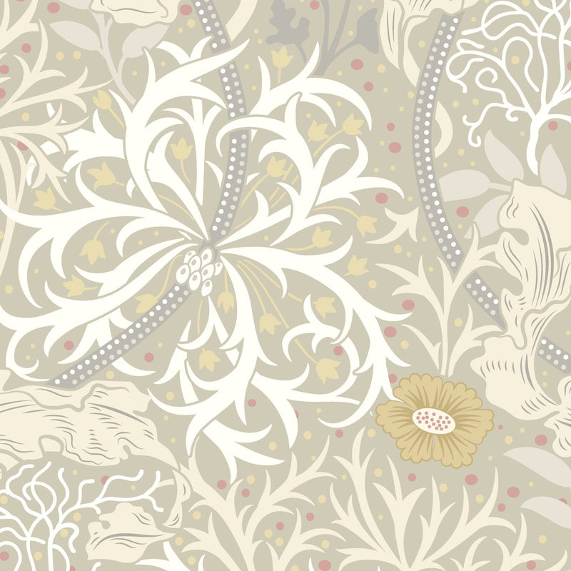 HWA1105W Seaweed Garden Fossil Grey Wallpaper by Hoopla Walls