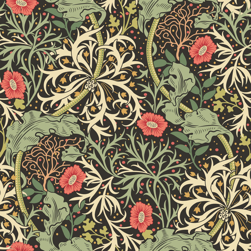 HWA1107W Seaweed Garden Slate Mix Wallpaper by Hoopla Walls