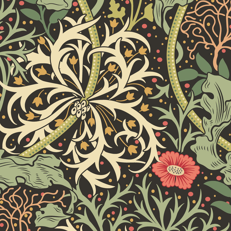 HWA1107W Seaweed Garden Slate Mix Wallpaper by Hoopla Walls