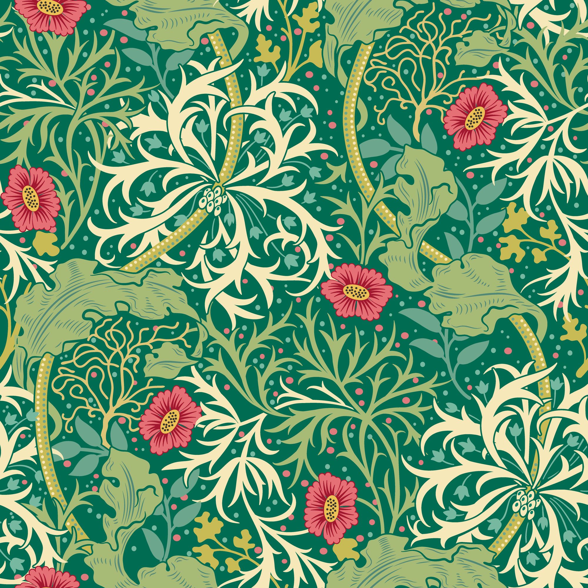 HWA1108W Seaweed Garden Emerald Wallpaper by Hoopla Walls