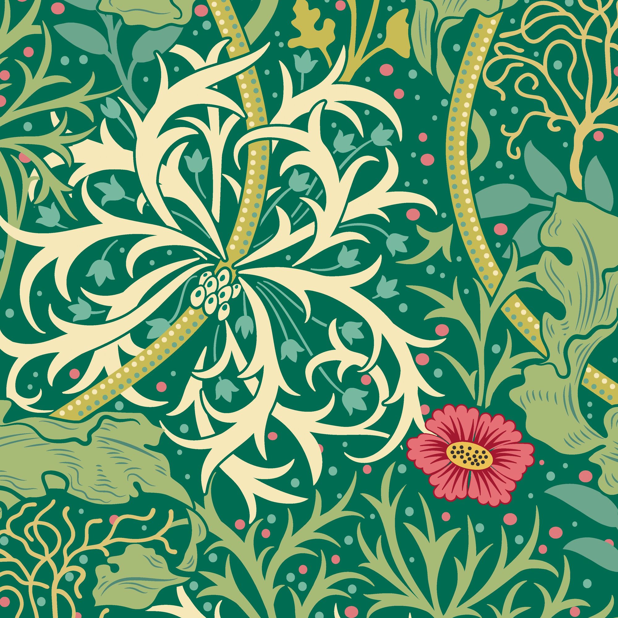 HWA1108W Seaweed Garden Emerald Wallpaper by Hoopla Walls