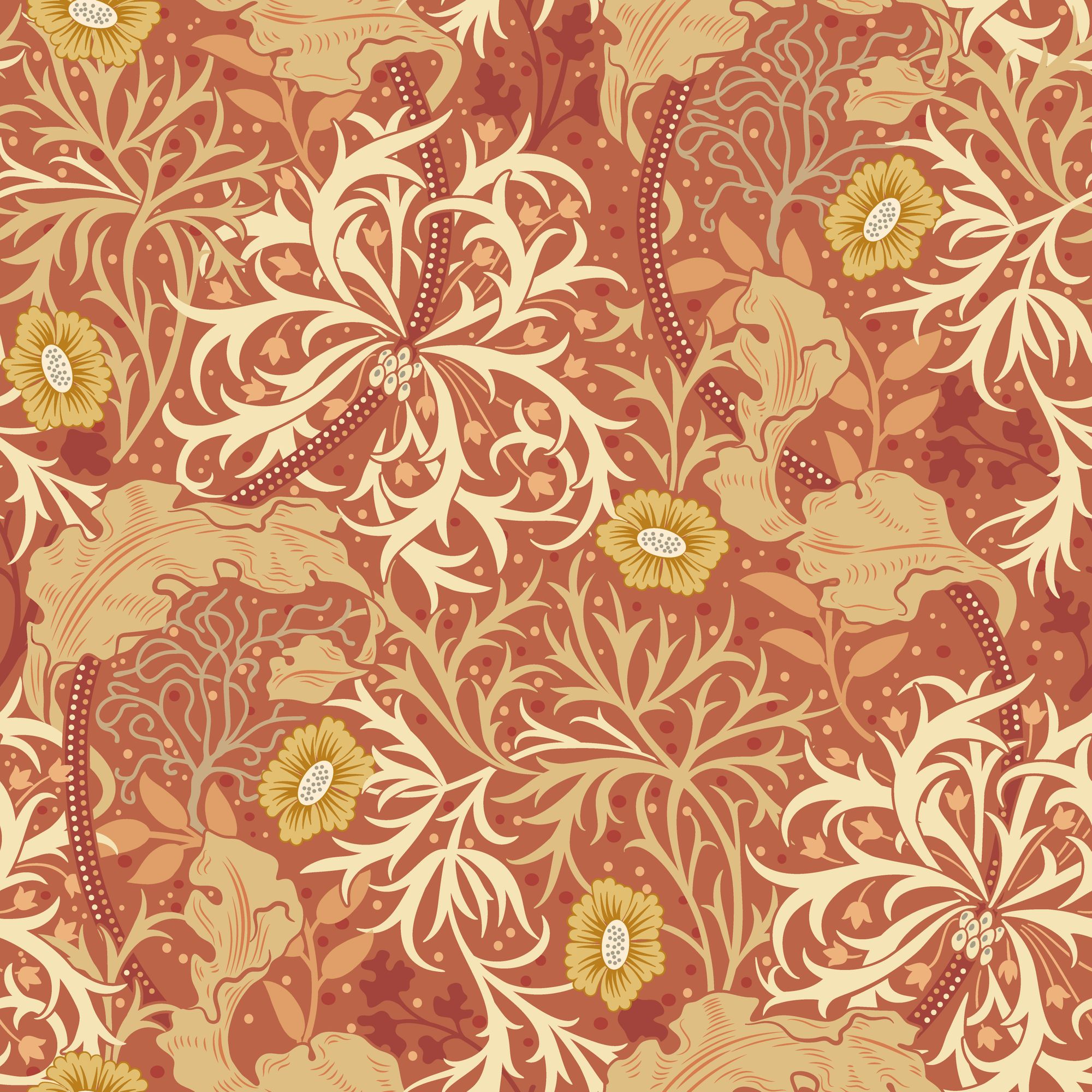 HWA1110W Seaweed Garden Amber Wallpaper by Hoopla Walls
