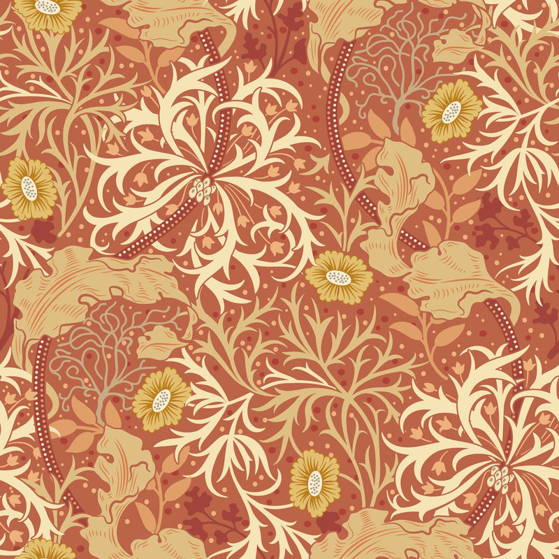 HWA1110W Seaweed Garden Amber Wallpaper by Hoopla Walls