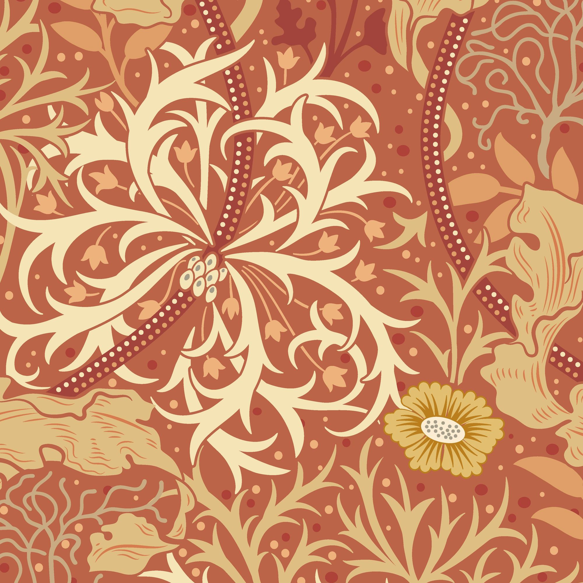 HWA1110W Seaweed Garden Amber Wallpaper by Hoopla Walls