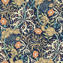 HWA1111W Seaweed Garden Navy Blue Wallpaper by Hoopla Walls
