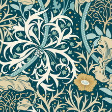 HWA1112W Seaweed Garden Petrol Blue Wallpaper by Hoopla Walls