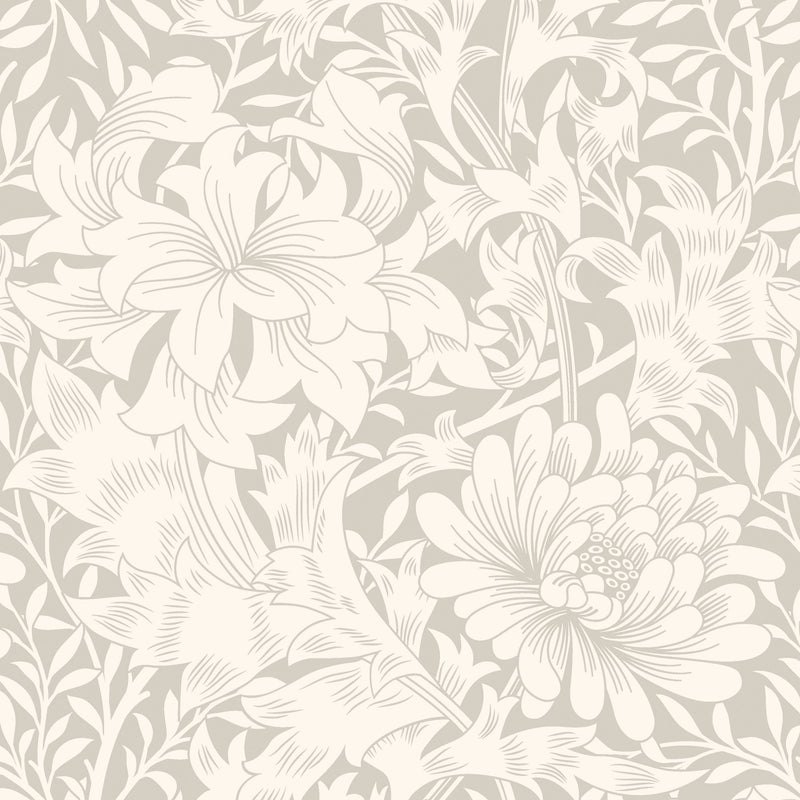 HWA1113W Chrysanthemum Dove Wallpaper by Hoopla Walls
