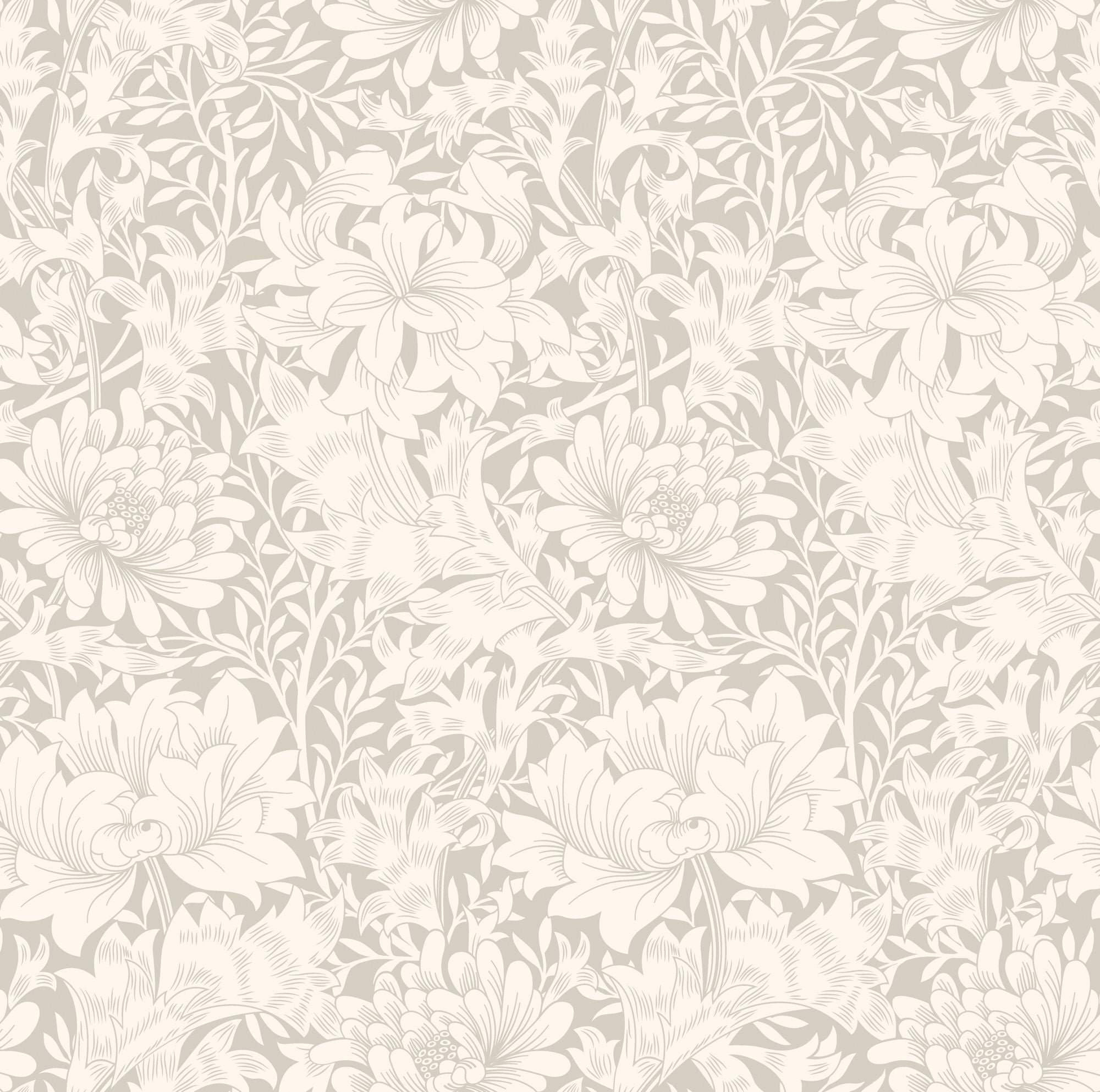 HWA1113W Chrysanthemum Dove Wallpaper by Hoopla Walls