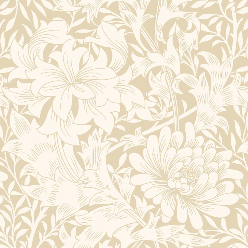 HWA1114W Chrysanthemum Flax Wallpaper by Hoopla Walls