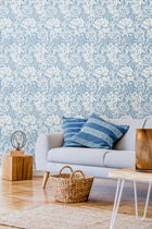 HWA1116W Chrysanthemum Wedgewood Blue Wallpaper by Hoopla Walls