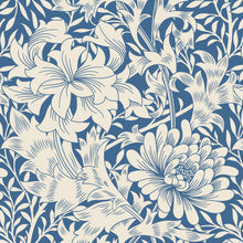 HWA1117W Chrysanthemum Indigo Blue Wallpaper by Hoopla Walls