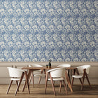 HWA1117W Chrysanthemum Indigo Blue Wallpaper by Hoopla Walls
