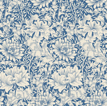 HWA1117W Chrysanthemum Indigo Blue Wallpaper by Hoopla Walls