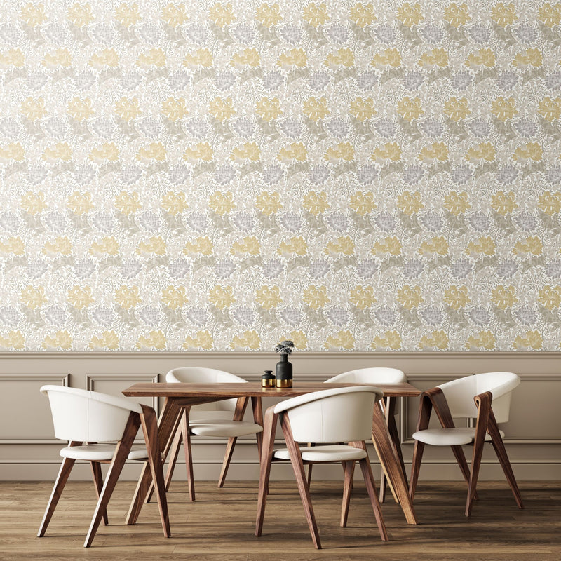 HWA1120W Chrysanthemum Natural Stone Wallpaper by Hoopla Walls