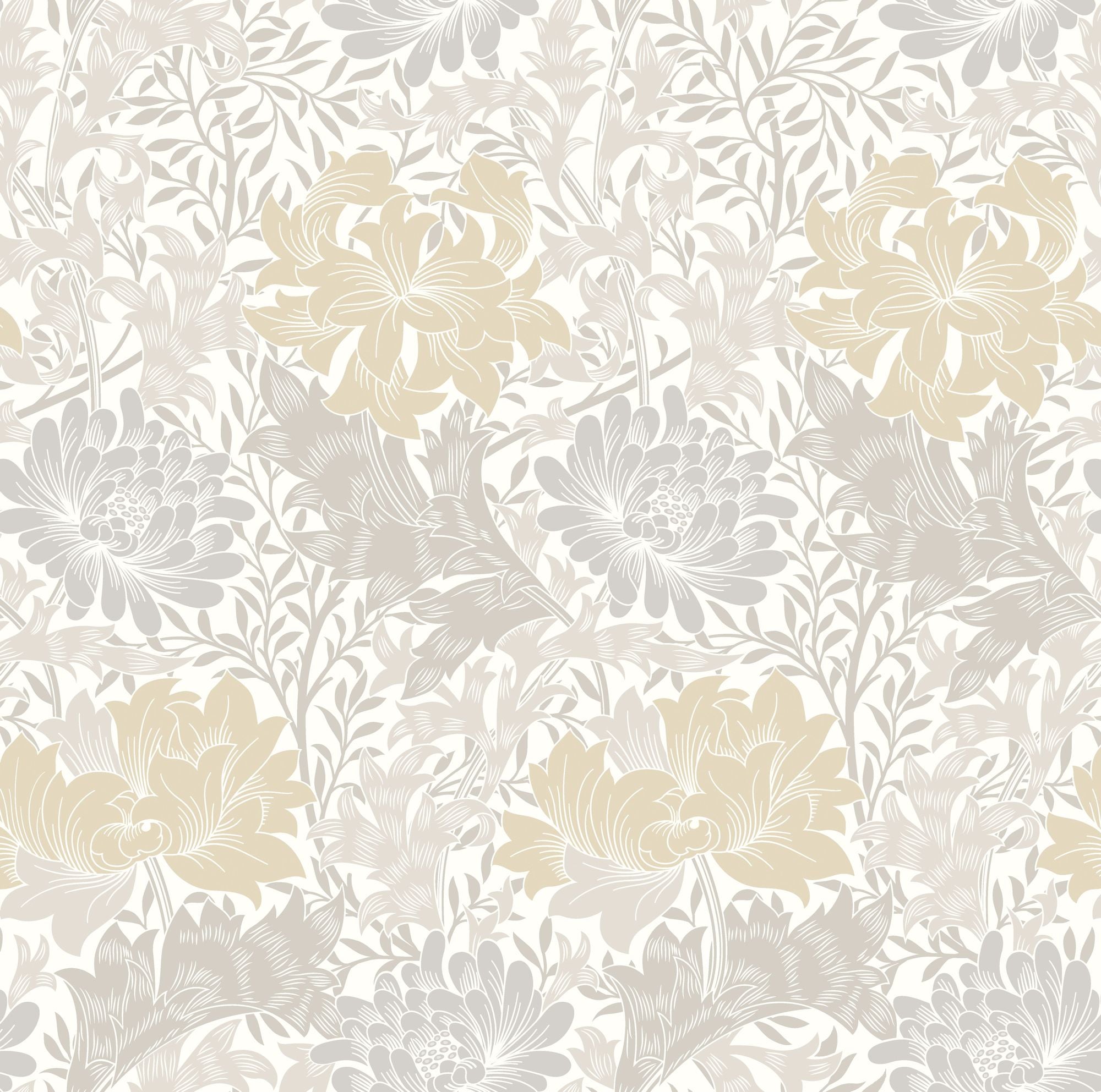 HWA1120W Chrysanthemum Natural Stone Wallpaper by Hoopla Walls