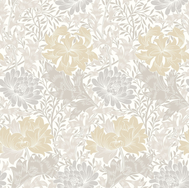 HWA1120W Chrysanthemum Natural Stone Wallpaper by Hoopla Walls