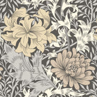 HWA1121W Chrysanthemum Graphite Mix Wallpaper by Hoopla Walls