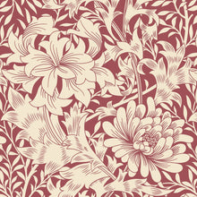 HWA1122W Chrysanthemum Ruby Red Wallpaper by Hoopla Walls