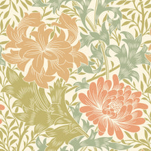 HWA1125W Chrysanthemum Sage & Amber Wallpaper by Hoopla Walls